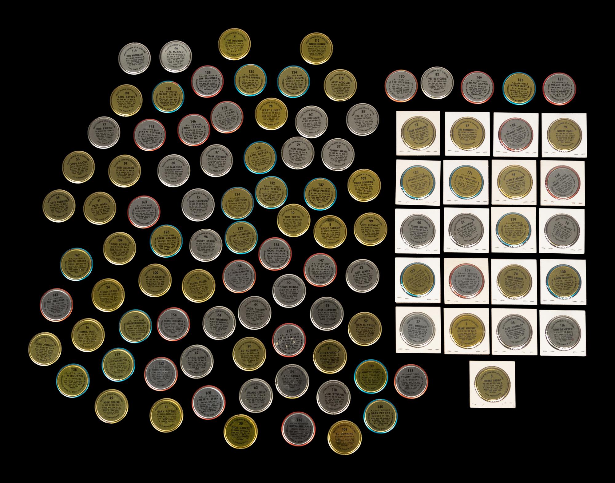 A Group of 102 1964 Topps Baseball Coins Including Mickey Mantle and Multiple Hall of Famers,