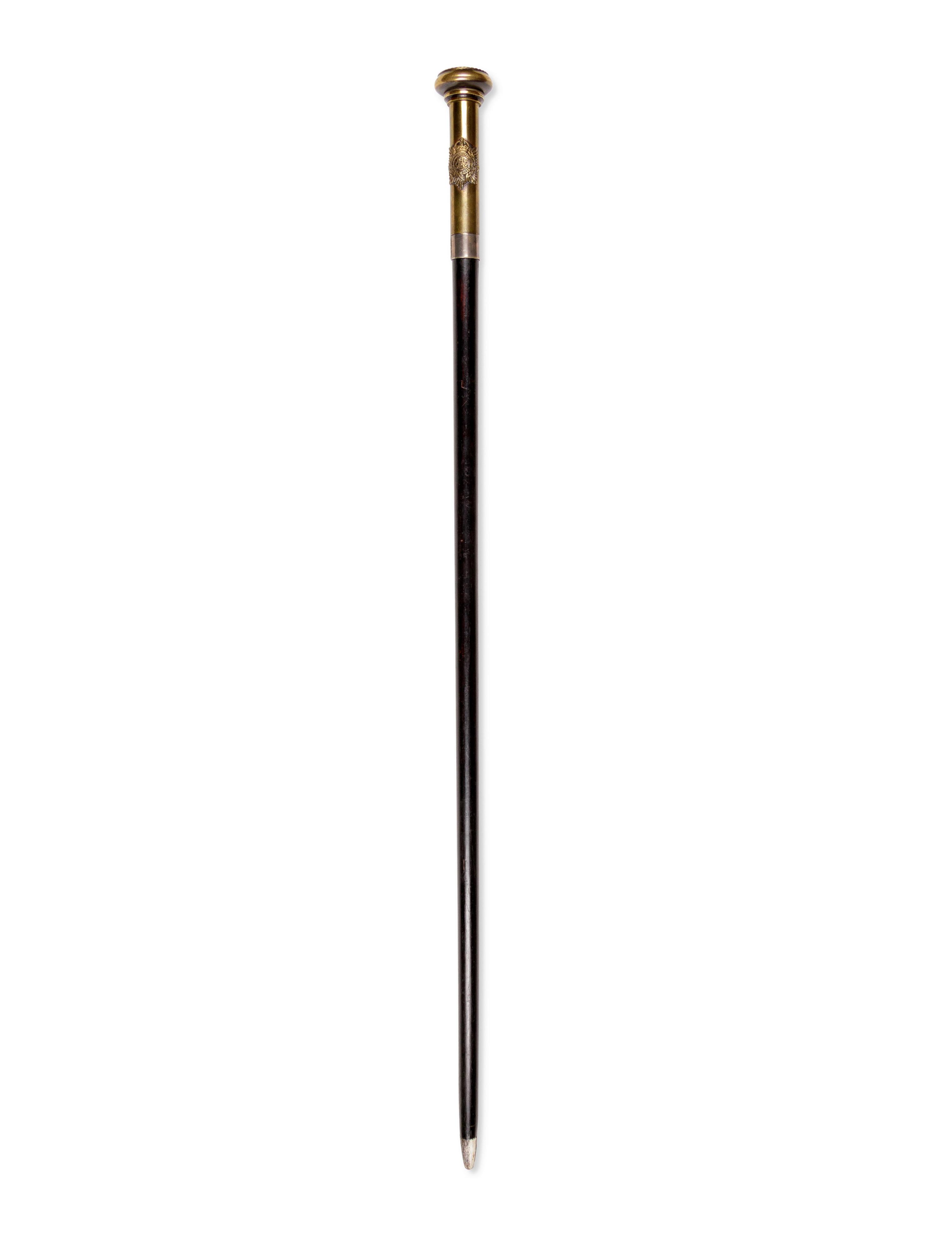 An English Brass Mounted 'Royal Medical Core' Walking Stick