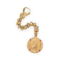 Yellow Gold, Diamond, and Synthetic Ruby St. Christopher Keychain