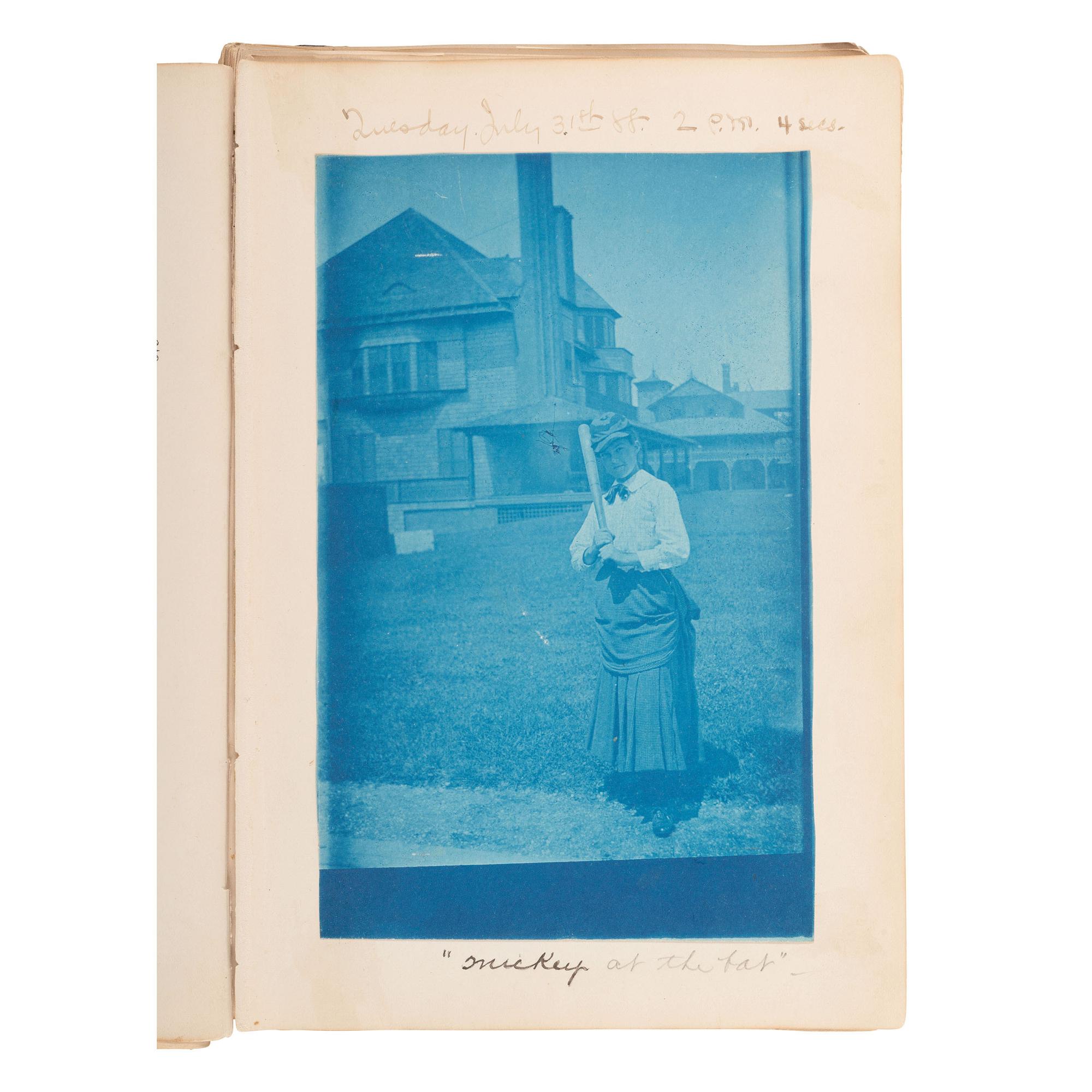 [Early Photography] Collection of 60+ cyanotypes, incl. playful and artfully posed scenes