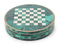 A Malachite Mounted Bronze Game Box