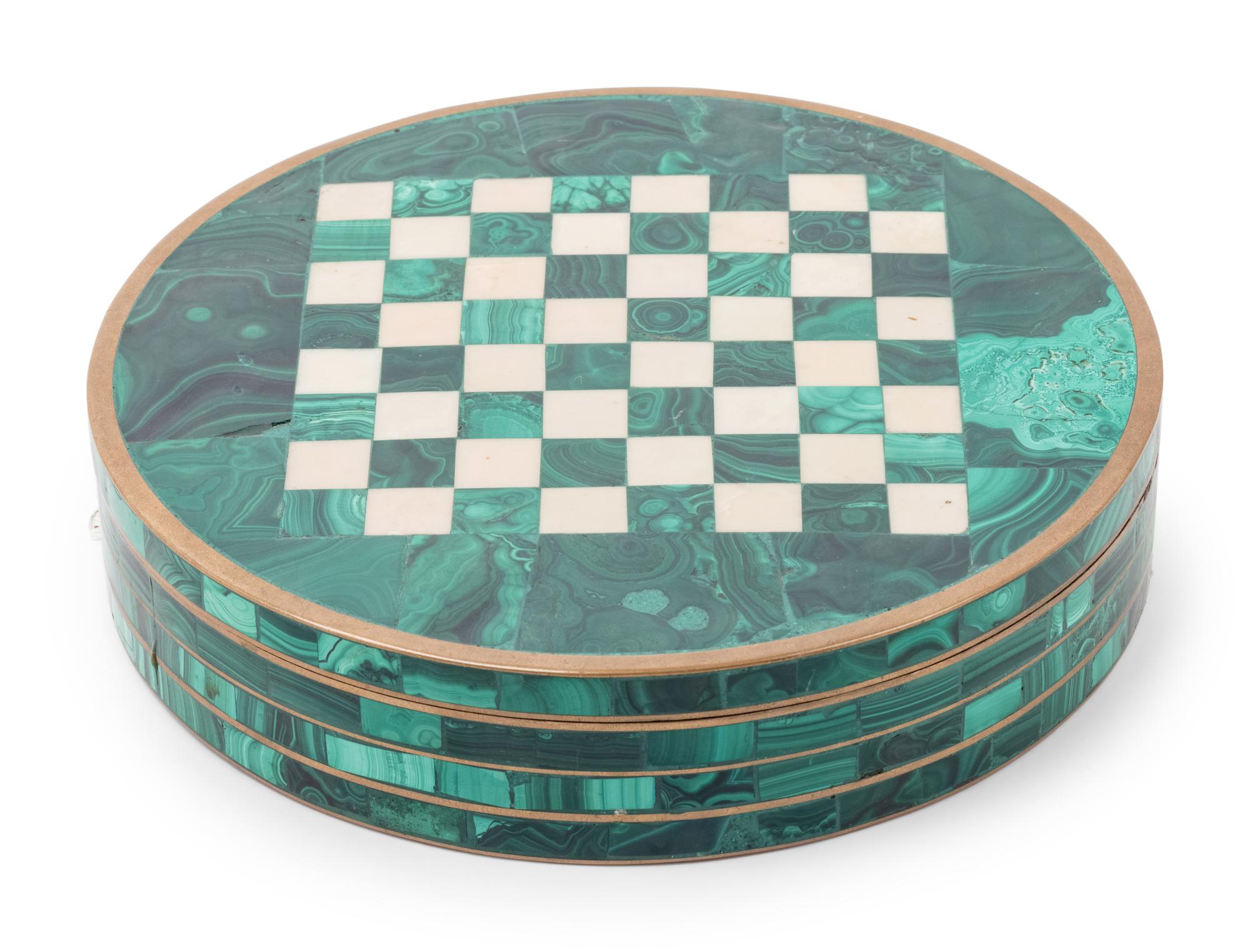 A Malachite Mounted Bronze Game Box