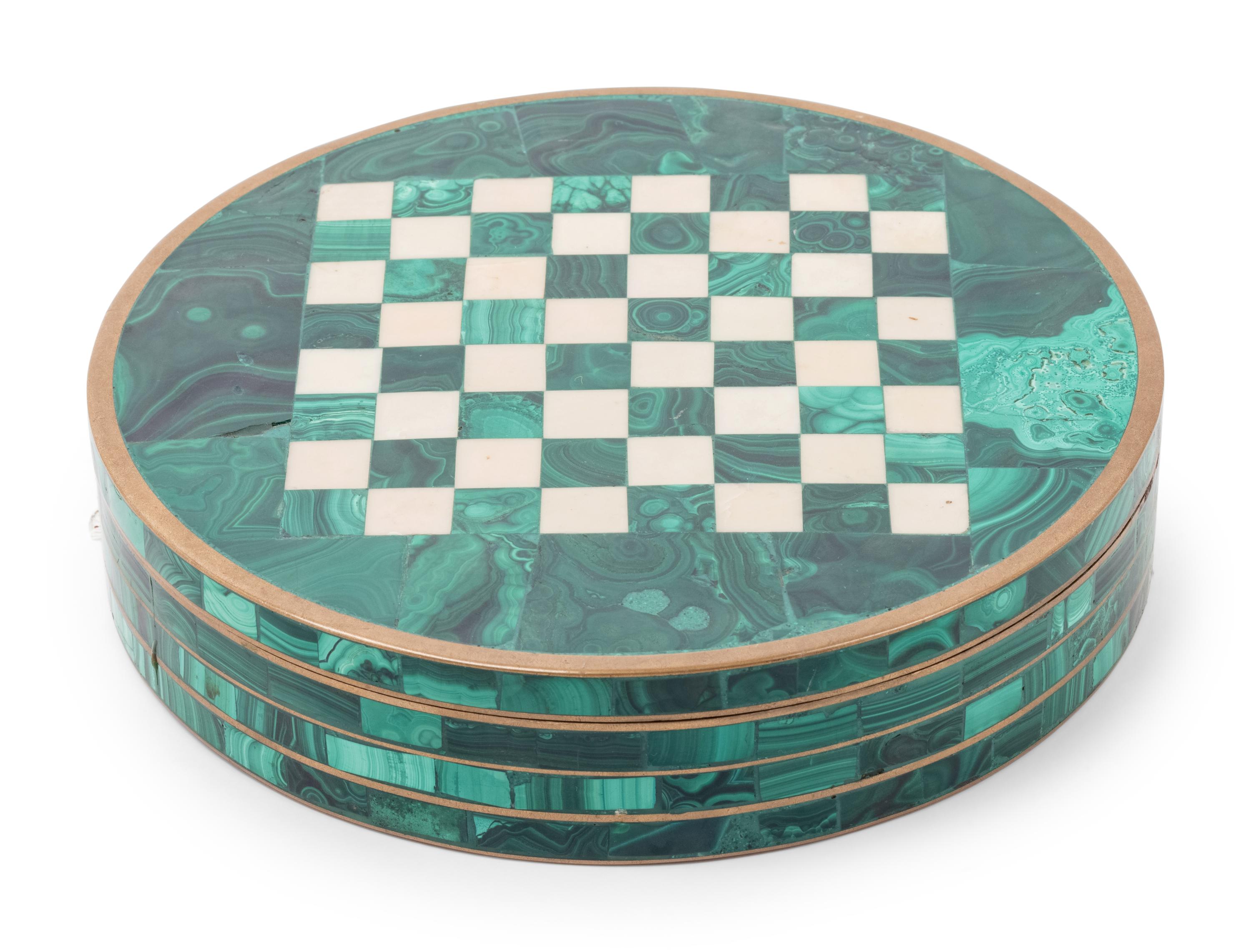 A Malachite Mounted Bronze Game Box