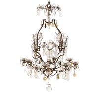 An Italian Gilt Iron, Cut-Glass, and Rock Crystal Six-Light Chandelier