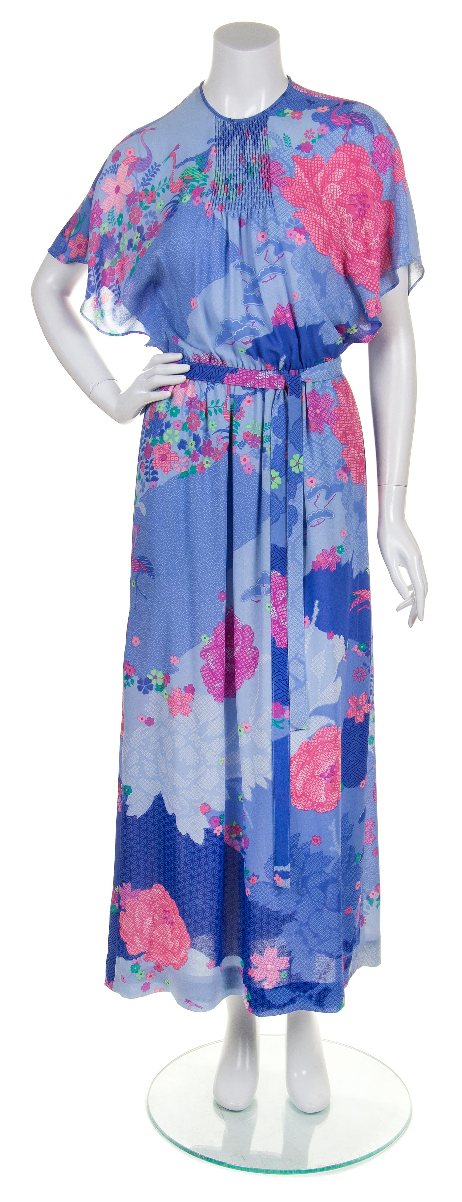 A Hanae Mori Multicolor Floral Dress,
