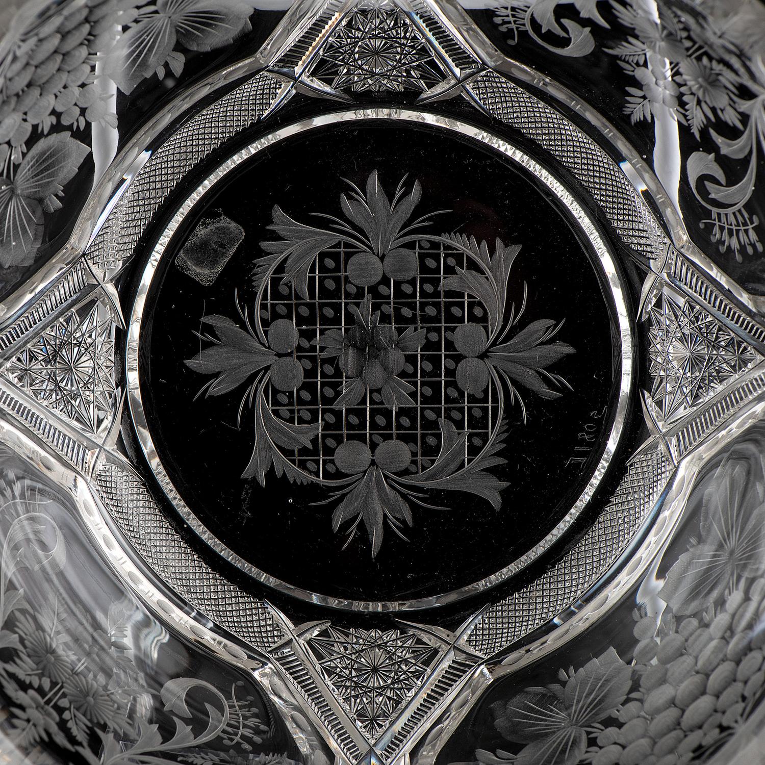 A Brilliant Period Intaglio Cut Glass Bowl with Berries and Flowers