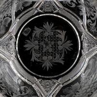 A Brilliant Period Intaglio Cut Glass Bowl with Berries and Flowers