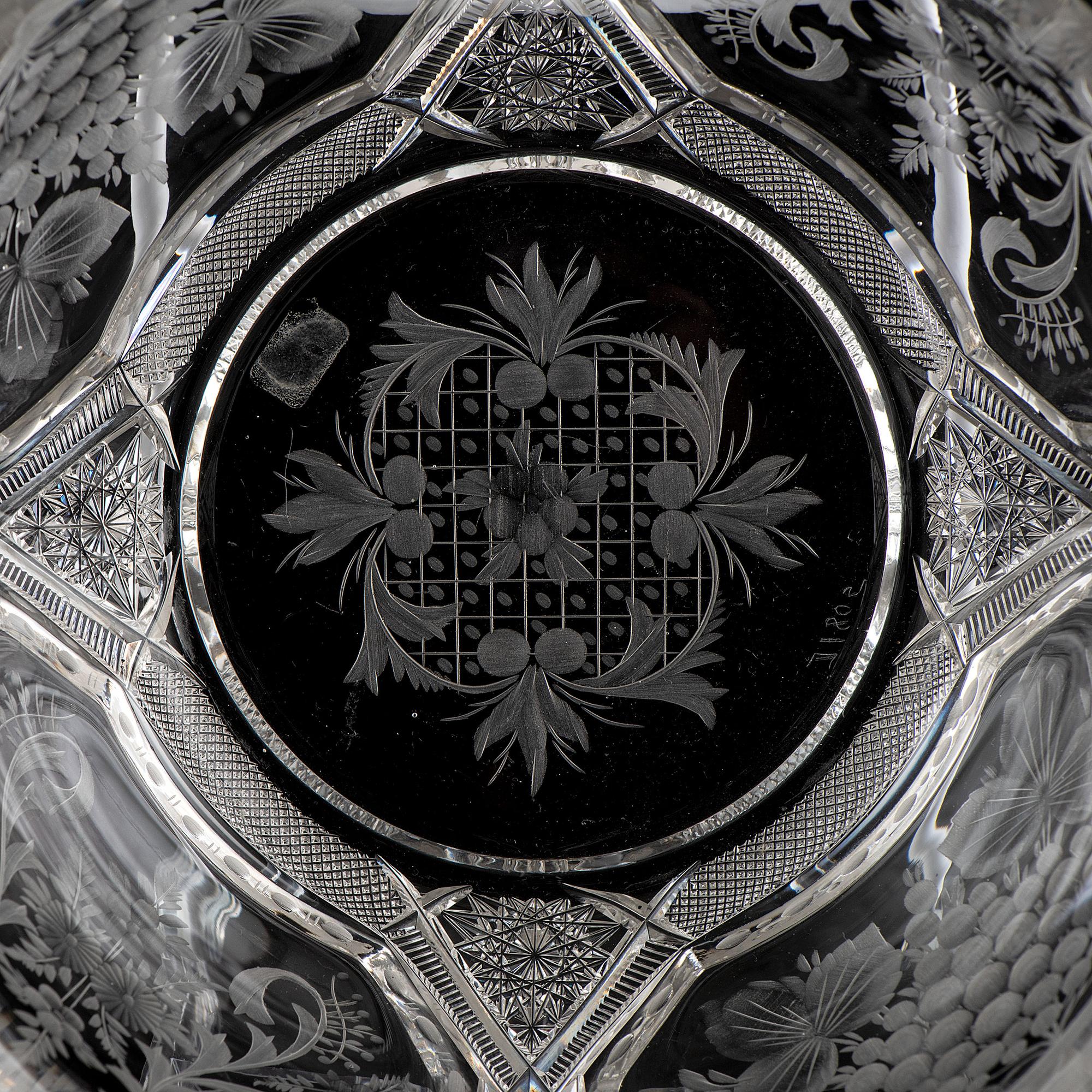 A Brilliant Period Intaglio Cut Glass Bowl with Berries and Flowers
