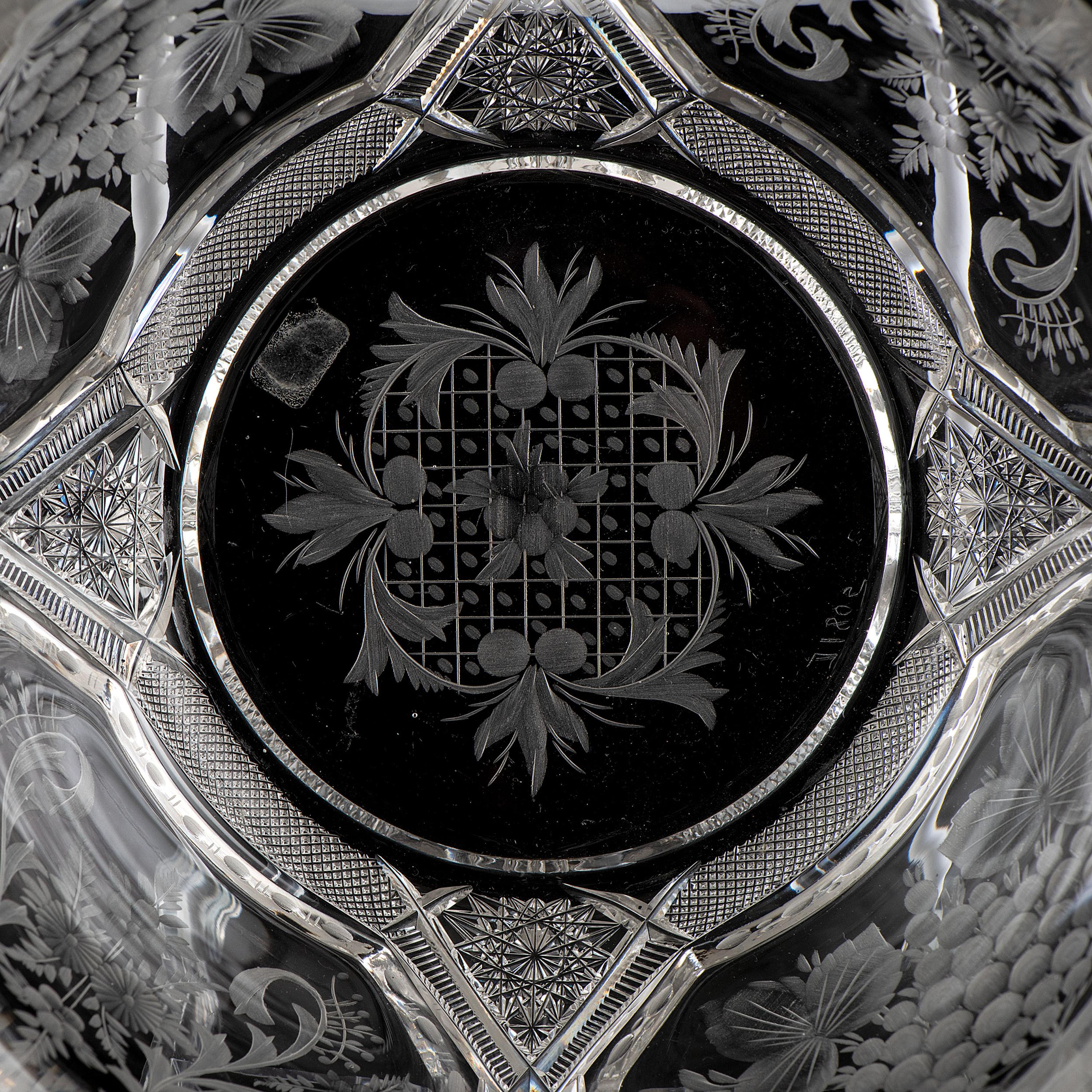 A Brilliant Period Intaglio Cut Glass Bowl with Berries and Flowers