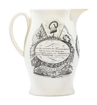 A Liverpool Transfer-Printed Creamware 'John Adams' Pitcher