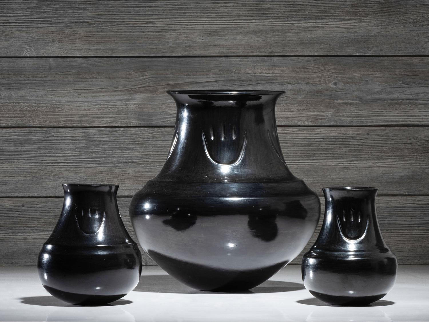 Blackware Pottery, with Bear Paws