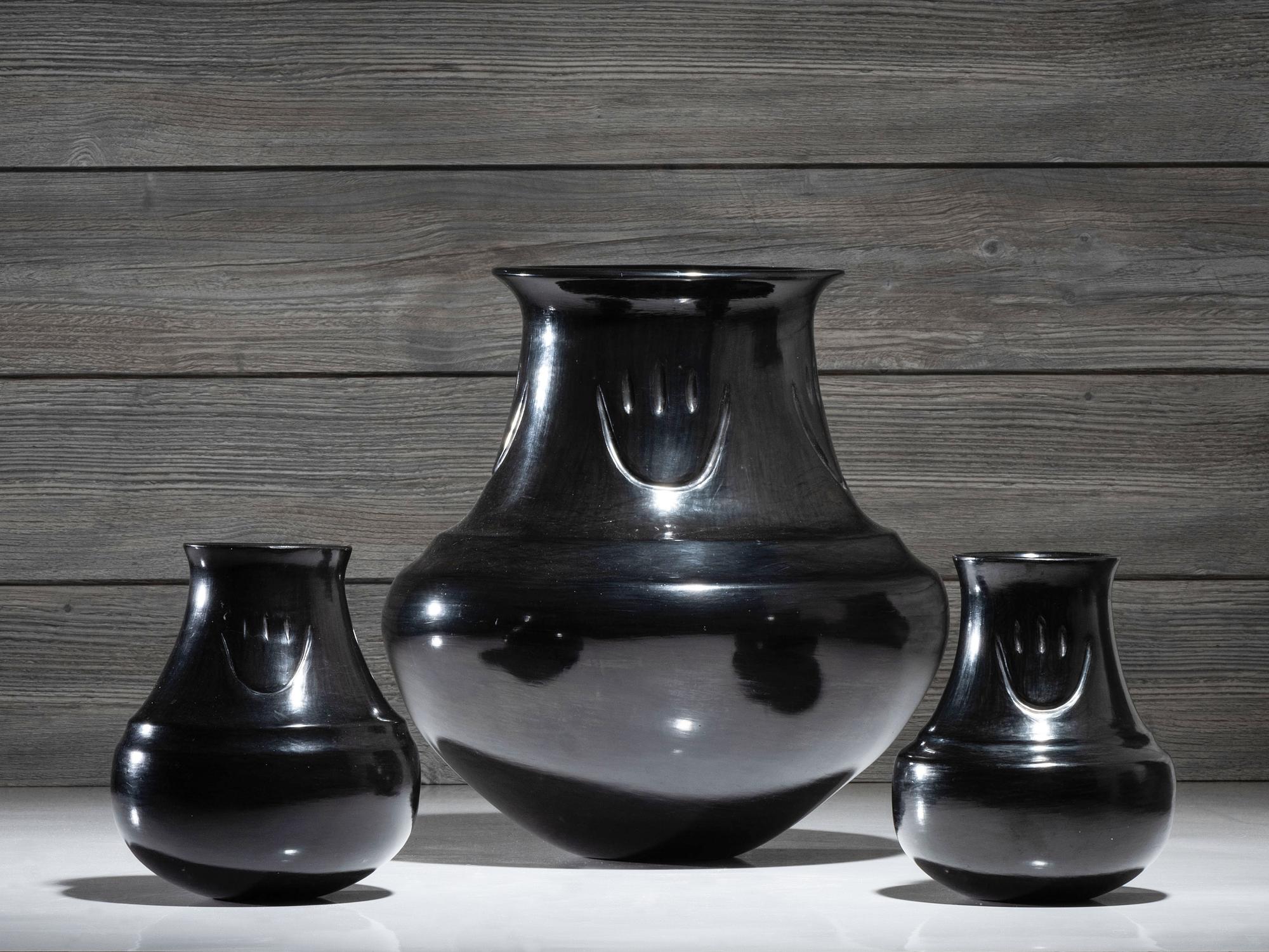 Blackware Pottery, with Bear Paws
