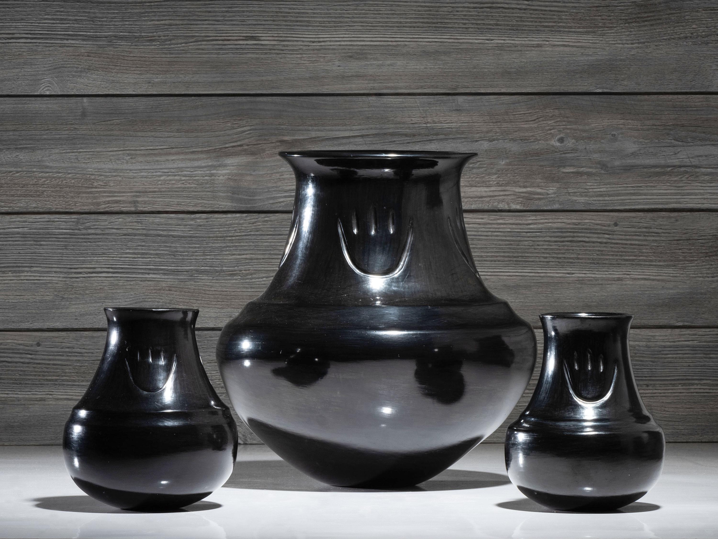Blackware Pottery, with Bear Paws