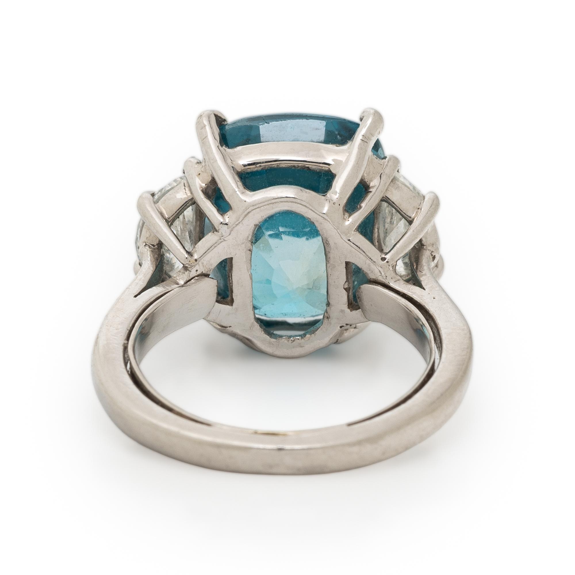 CHRISTOPHER KAUFMANN, BLUE ZIRCON AND DIAMOND RING