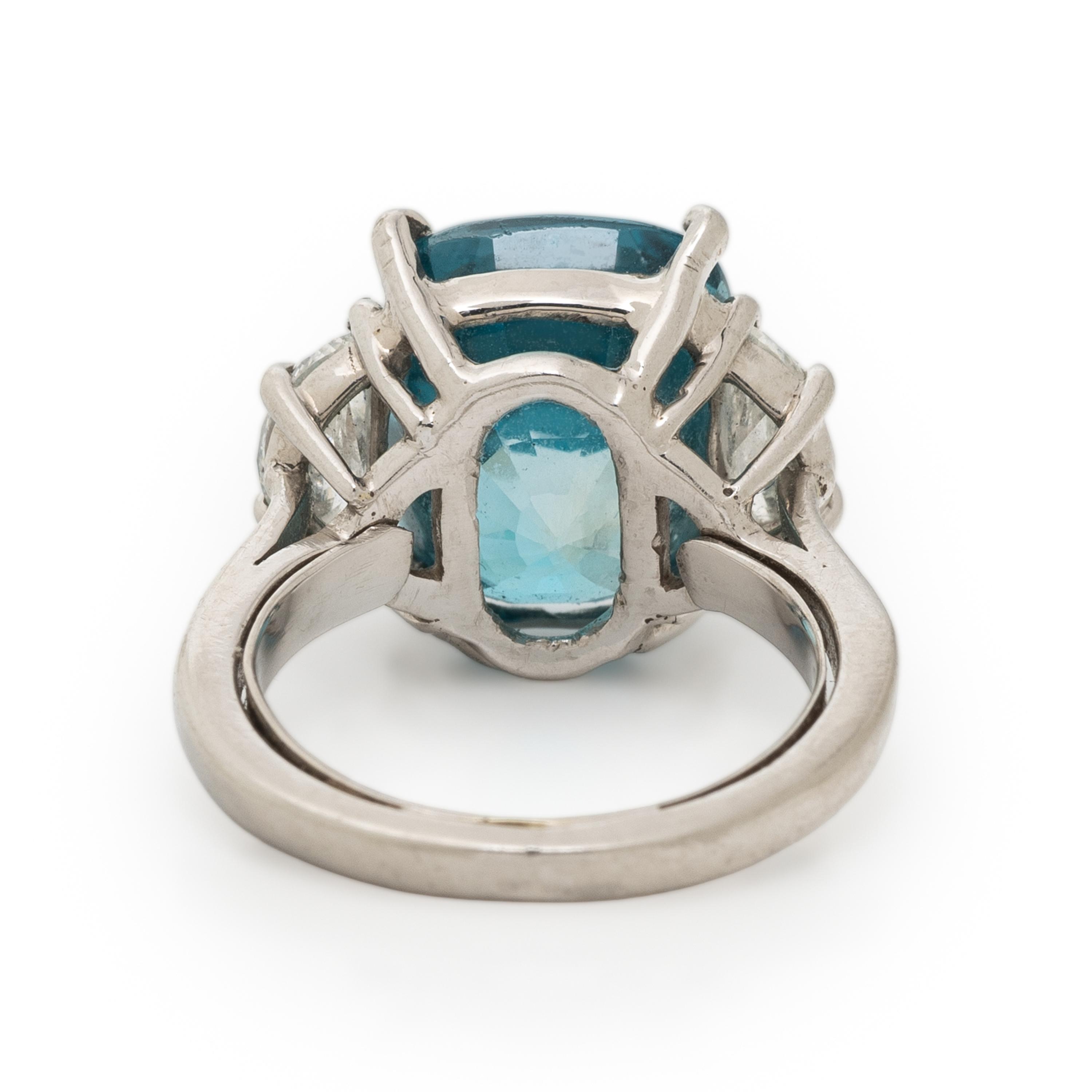 CHRISTOPHER KAUFMANN, BLUE ZIRCON AND DIAMOND RING