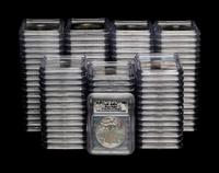 A Large Collection of One Hundred and Fourteen ICG Graded MS70 and SP70 Silver Eagle $1 Coins