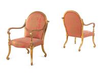 A Pair of Italian Style Giltwood Armchairs