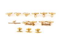 MOTHER-OF-PEARL, ENAMEL AND SEED PEARL DRESS SET