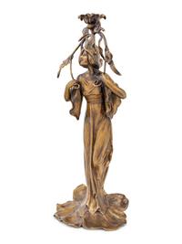 An Art Nouveau Gilt Bronze Figural Candlestick