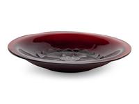 A Chinese Carved Ruby Red 'Lotus' Peking Glass Plate, Late 19th-Early 20th Century 晚清-民國 寶石紅料蓮紋賞盤