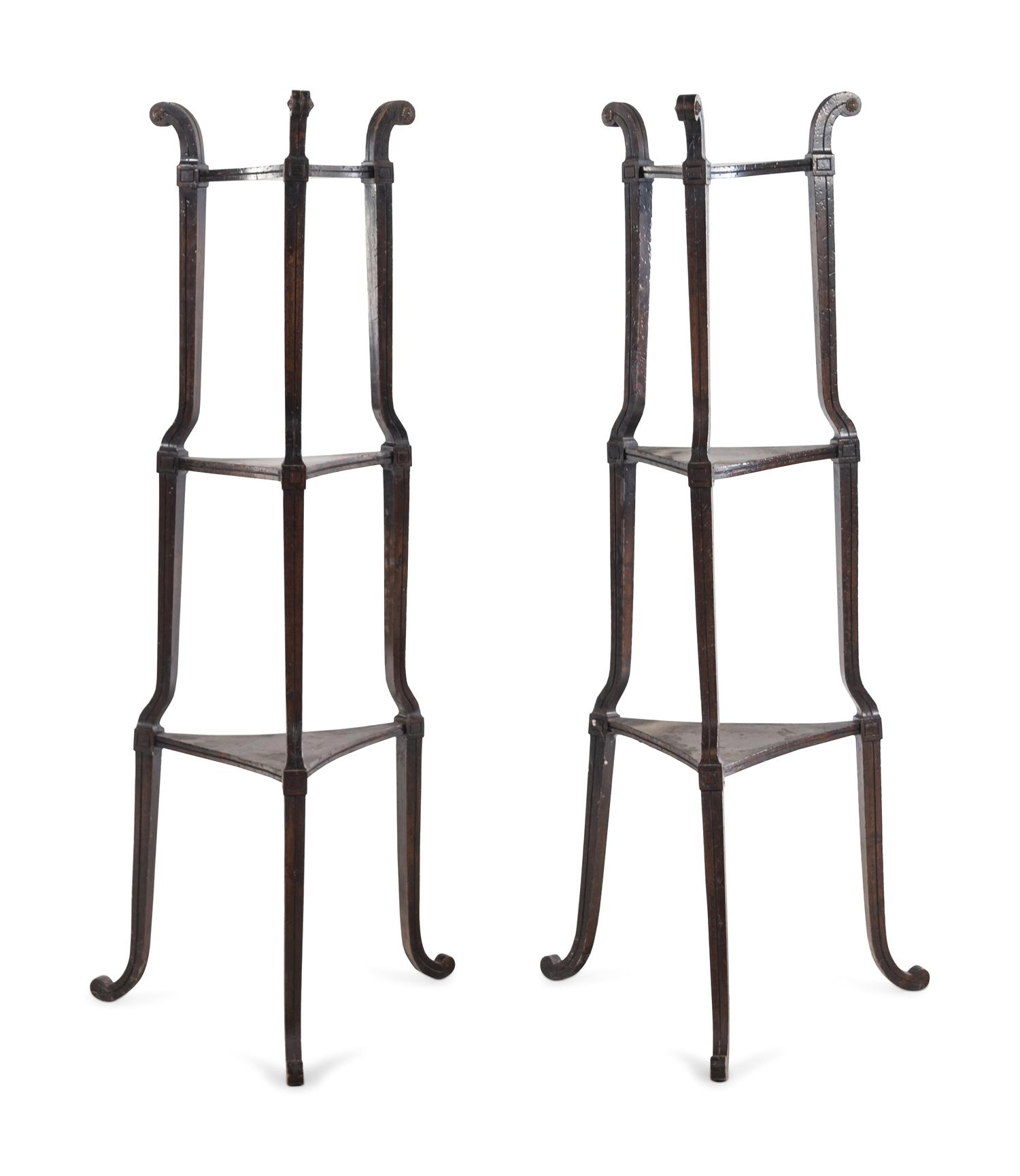 A Pair of Regency Style Three-Tier Stands