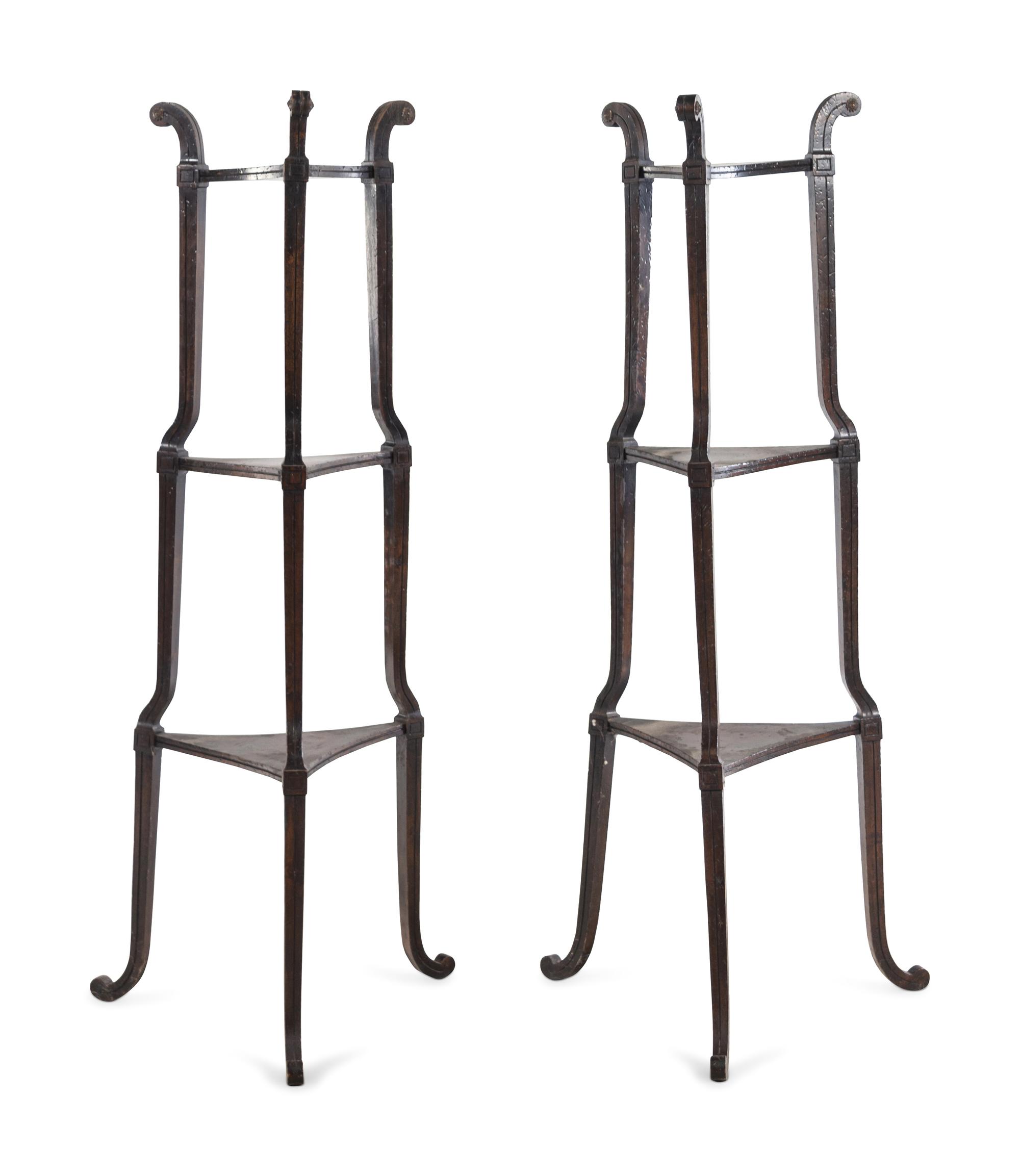 A Pair of Regency Style Three-Tier Stands