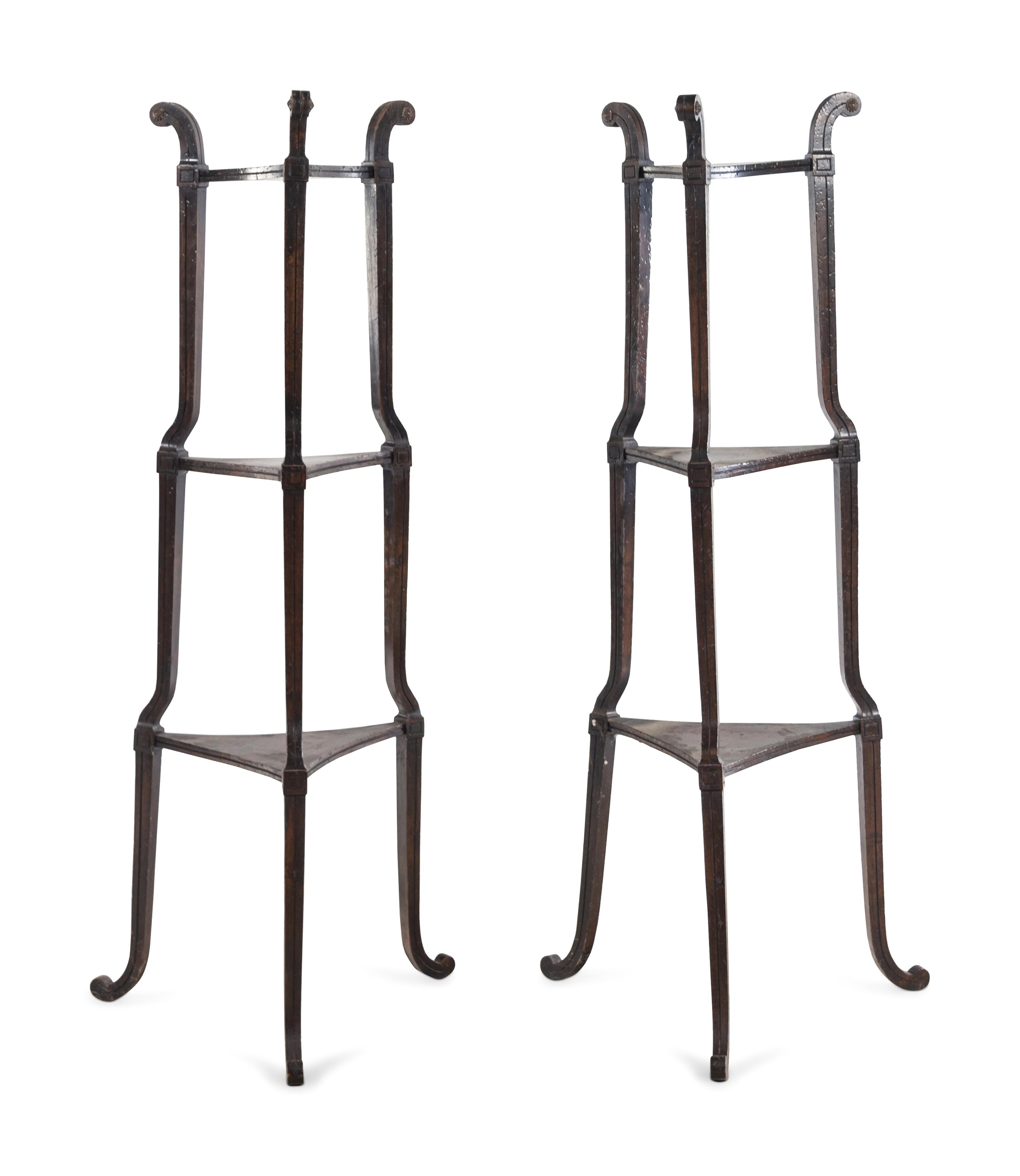 A Pair of Regency Style Three-Tier Stands