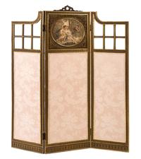 A Continental Giltwood Three-Panel Floor Screen Height 62 3/4 x width overall 54 1/4 inches. — LATE 19TH CENTURY