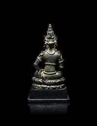 A Small Indonesian Bronze Figure of a Female Retinue