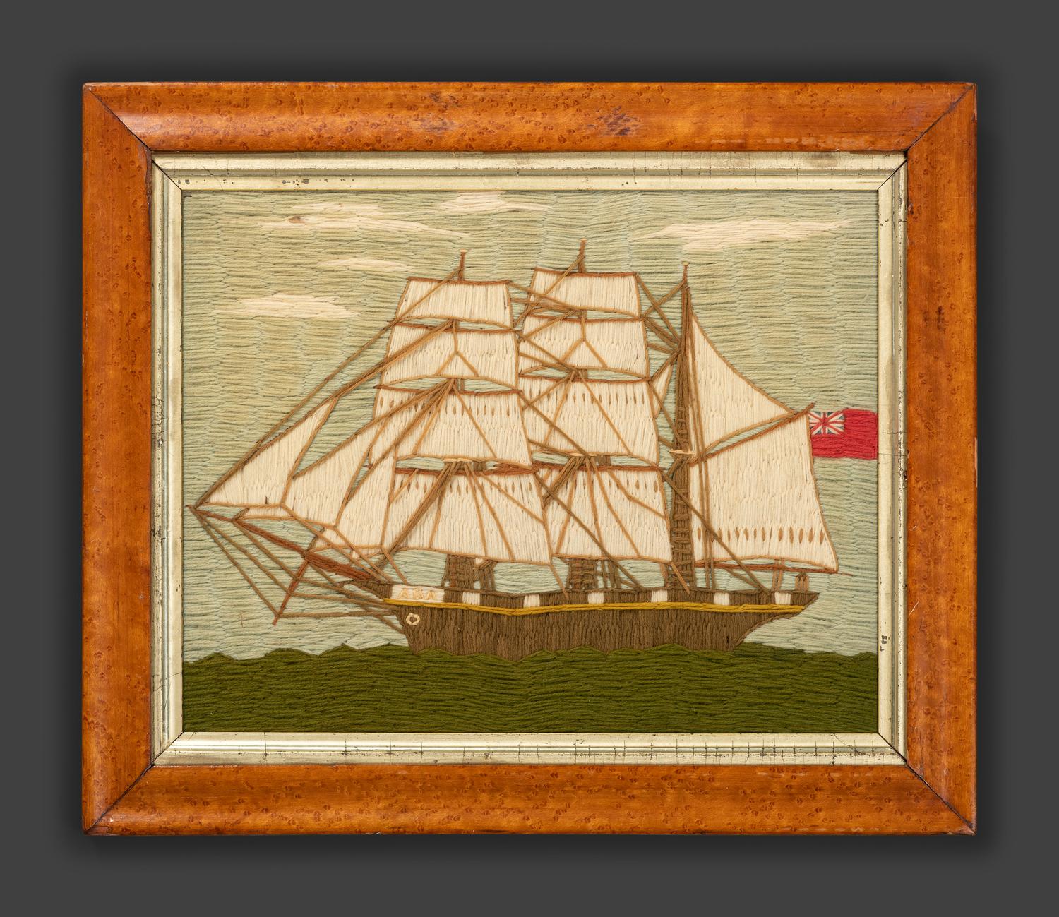 An English Woolwork Picture of the Clipper Ship Ada