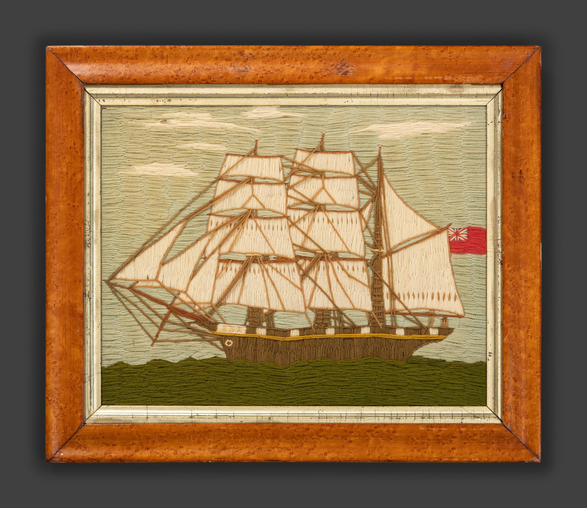 An English Woolwork Picture of the Clipper Ship Ada