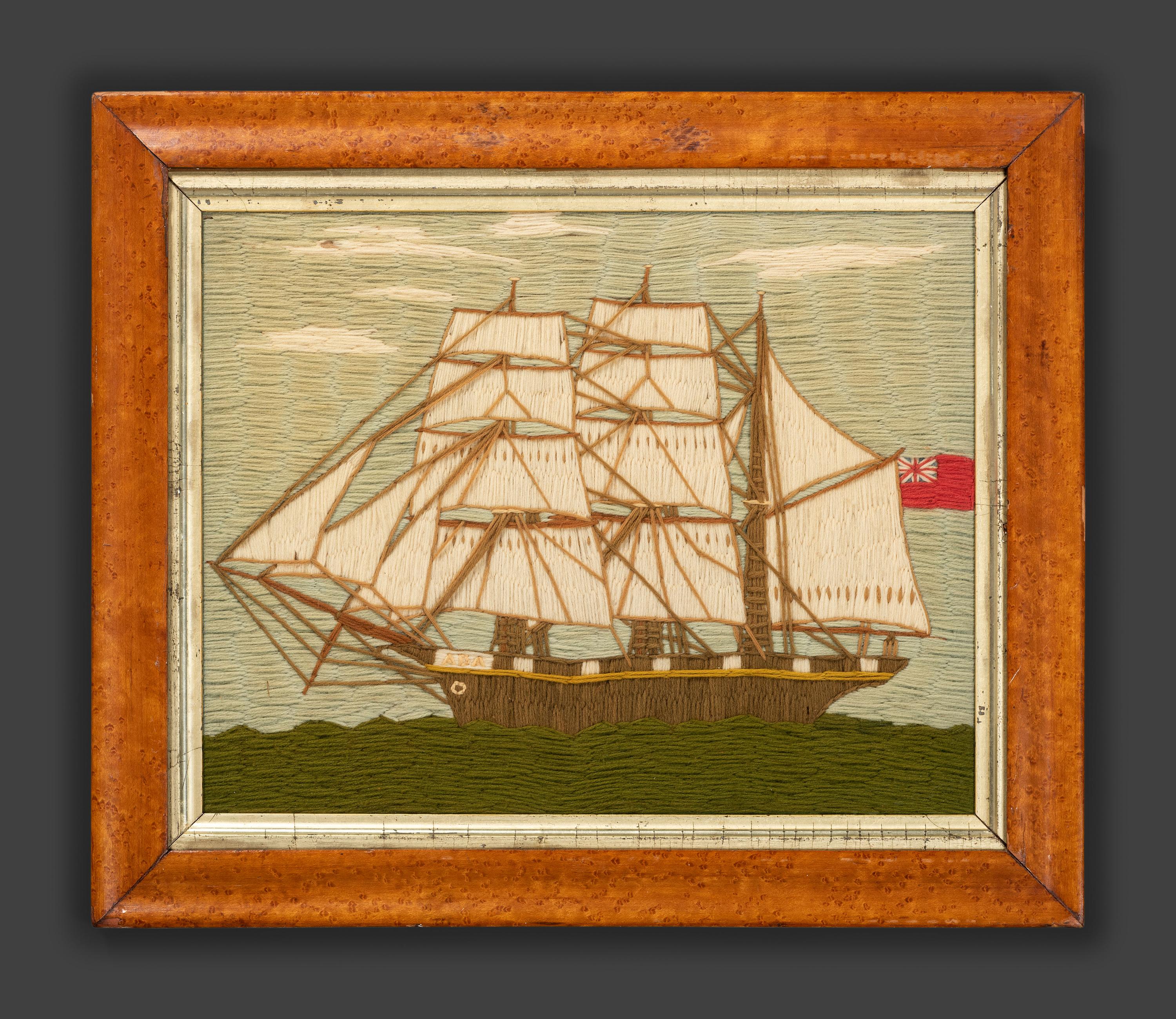 An English Woolwork Picture of the Clipper Ship Ada