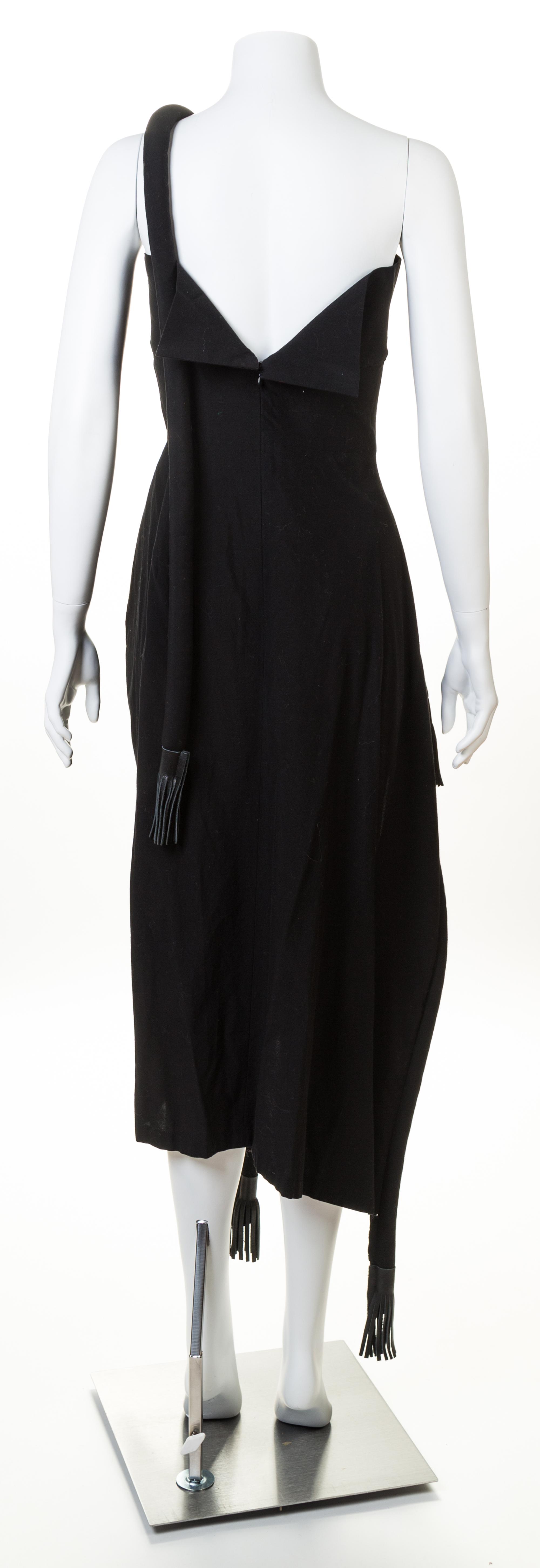 A Yohji Yamamoto Black Rope Cutaway Dress, Size 1.