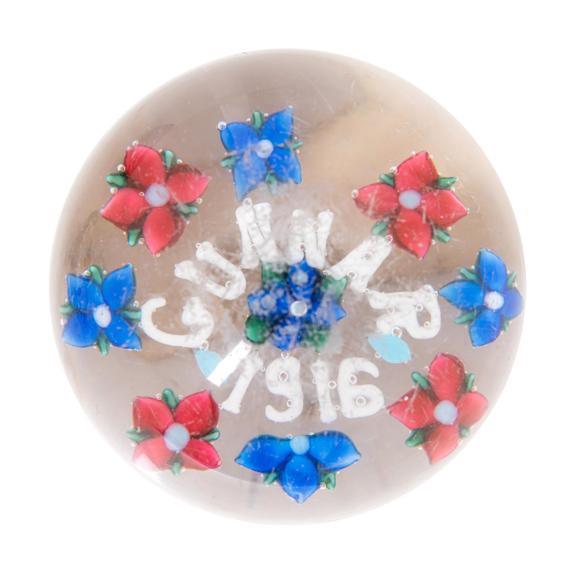 Four Union Glass Co. Commemorative Glass Paperweight
