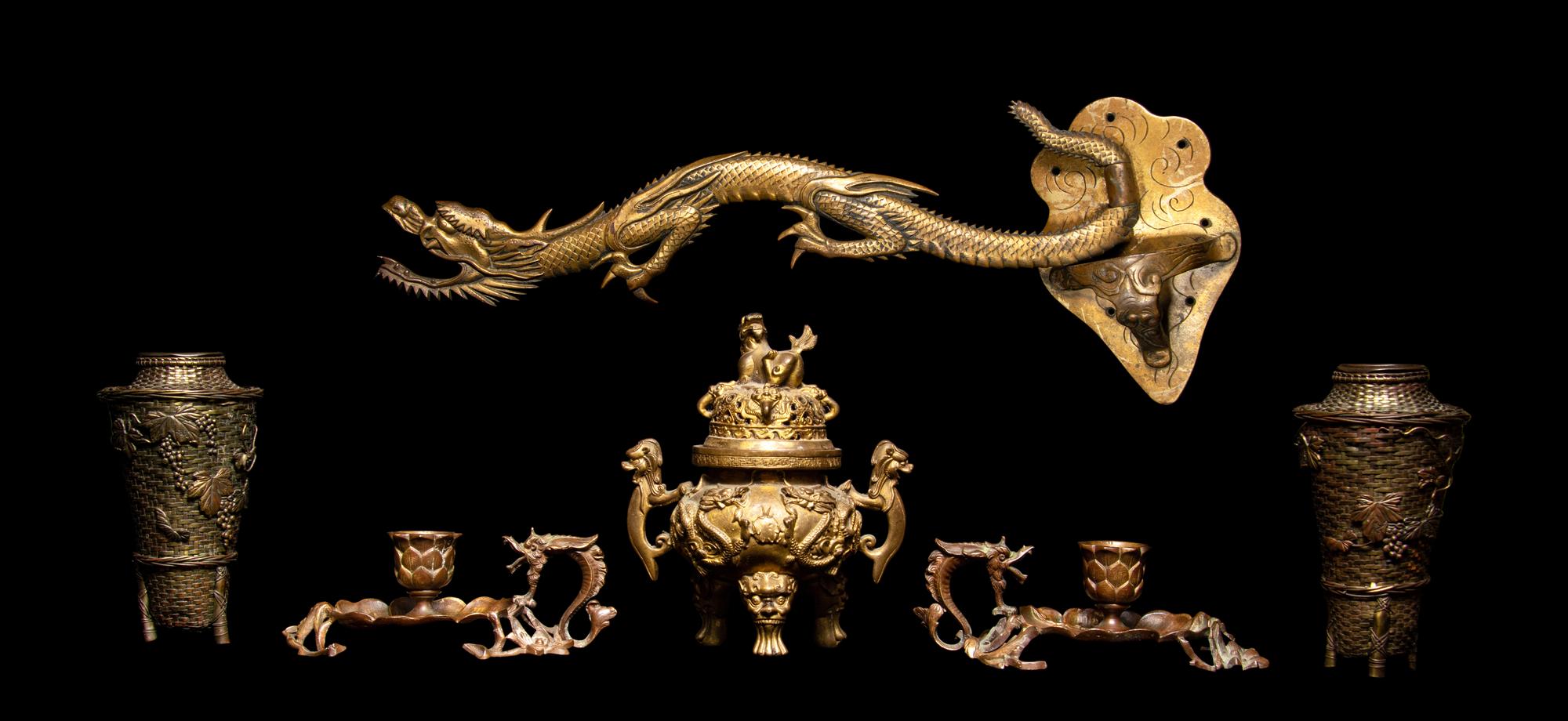 Six Chinese and Japanese Bronze Articles