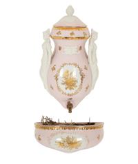 A French Porcelain Lavabo and Basin with Bisque Figures