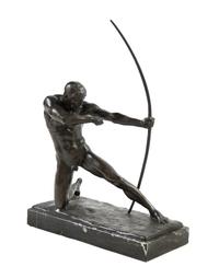 An Art Deco Bronze Sculpture, after the model by Ulysse Gemignani (1906-1973), Height overall 20 x width 14 1/2 inches.