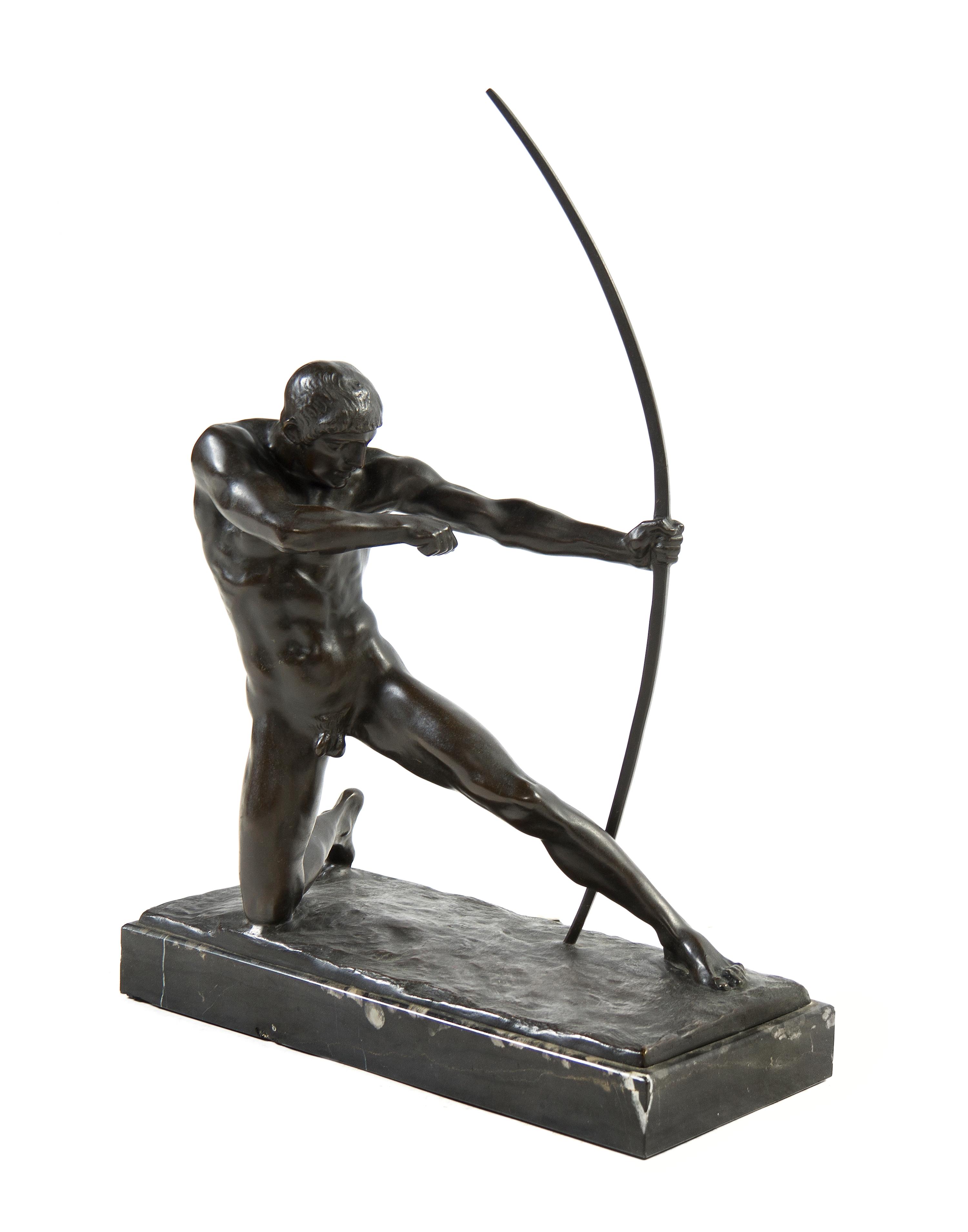 An Art Deco Bronze Sculpture, after the model by Ulysse Gemignani (1906-1973), Height overall 20 x width 14 1/2 inches.