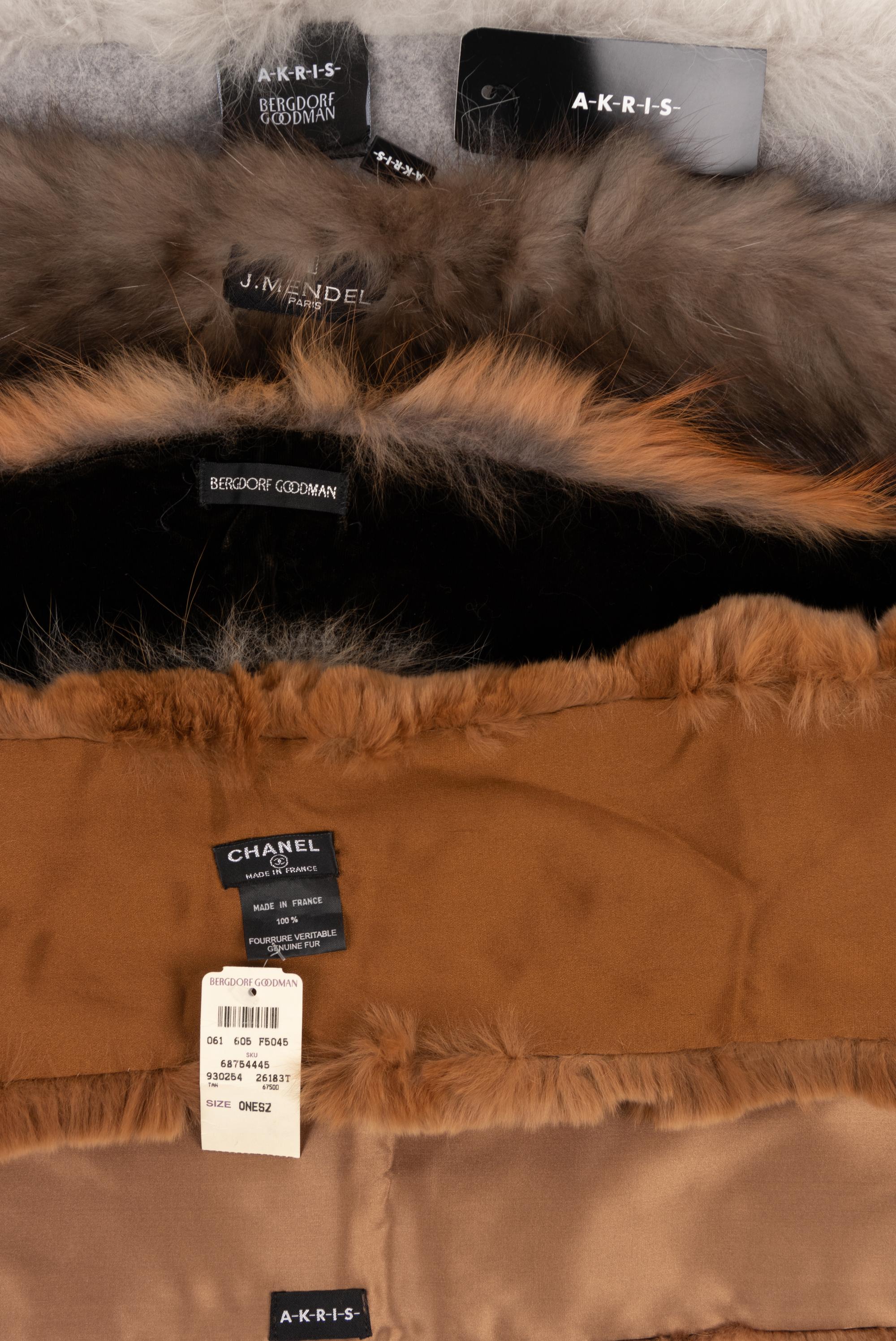 Thirteen Assorted Fur Collars: Including One Chanel, One Bergdorf Goodman, One Akris, and One J. Mendel