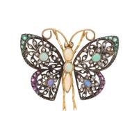MULTIGEM AND DIAMOND BUTTERFLY BROOCH
