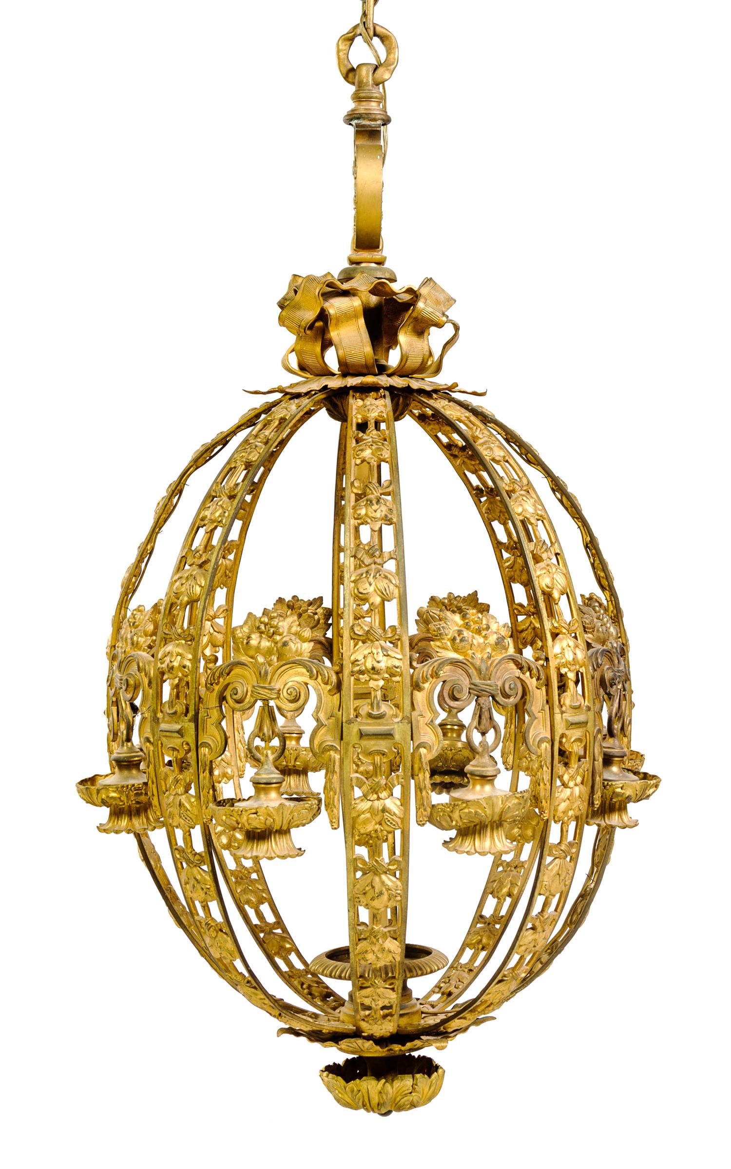 An American Gilt Bronze Ten-Light Chandelier Height 44 x diameter 26 1/2 inches. — EDWARD F. CALDWELL & CO., NEW YORK, EARLY 20TH CENTURY