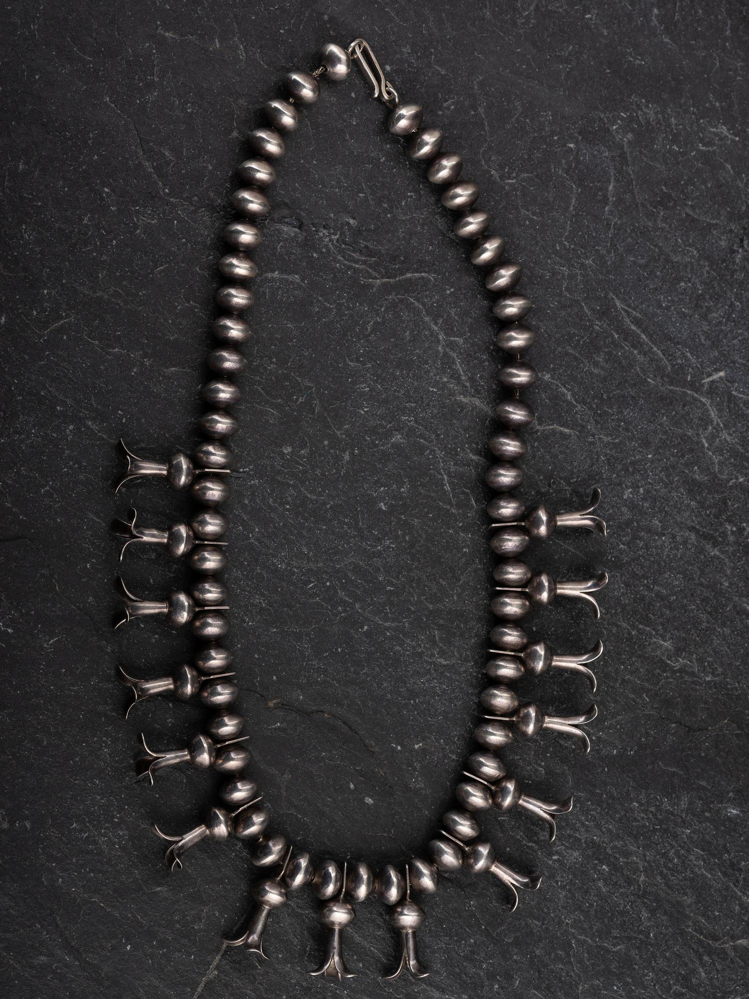 Navajo Silver Squash Blossom Necklace and Earrings
