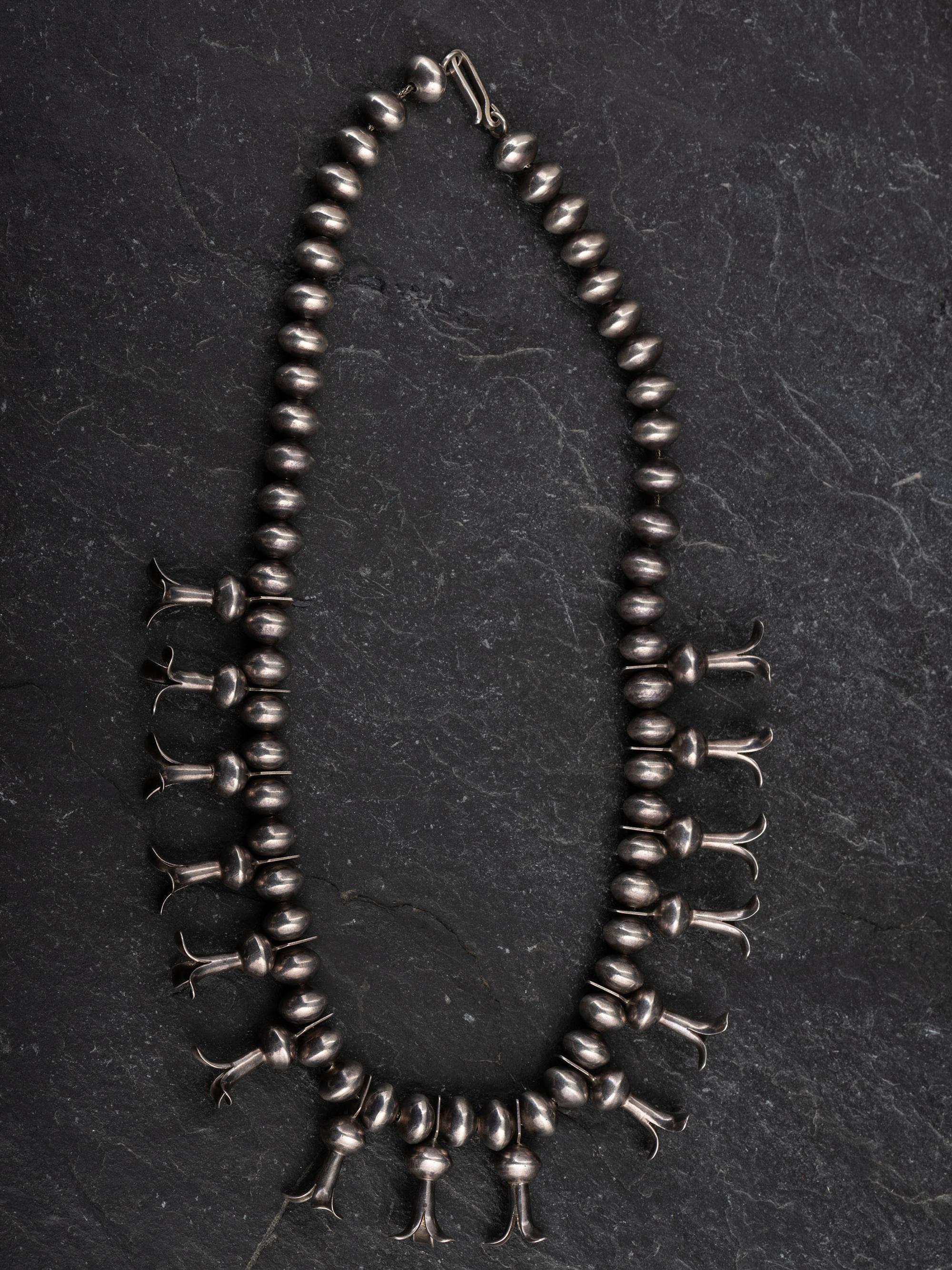 Navajo Silver Squash Blossom Necklace and Earrings