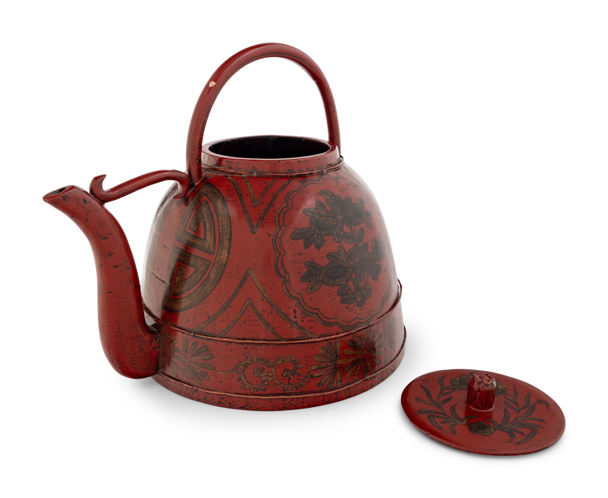 A Chinese Red Lacquered Teapot
