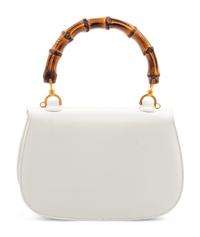 Gucci White Leather Handbag with Bamboo Handle
