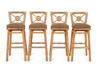 A Set of Four McGuire Rattan Target Bar Stools