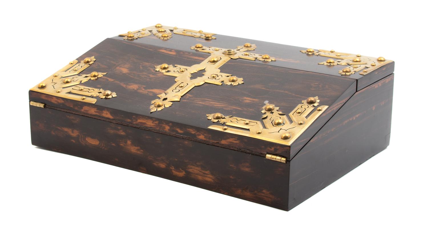 An English Brass Mounted Coromanel Lap Desk Width 14 inches. — LATE 19TH CENTURY