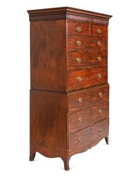 A George III Mahogany and Boxwood Inlaid Chest-On-Chest