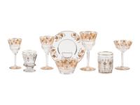 A Val Saint Lambert Gilt Decorated Cut Glass Table Service