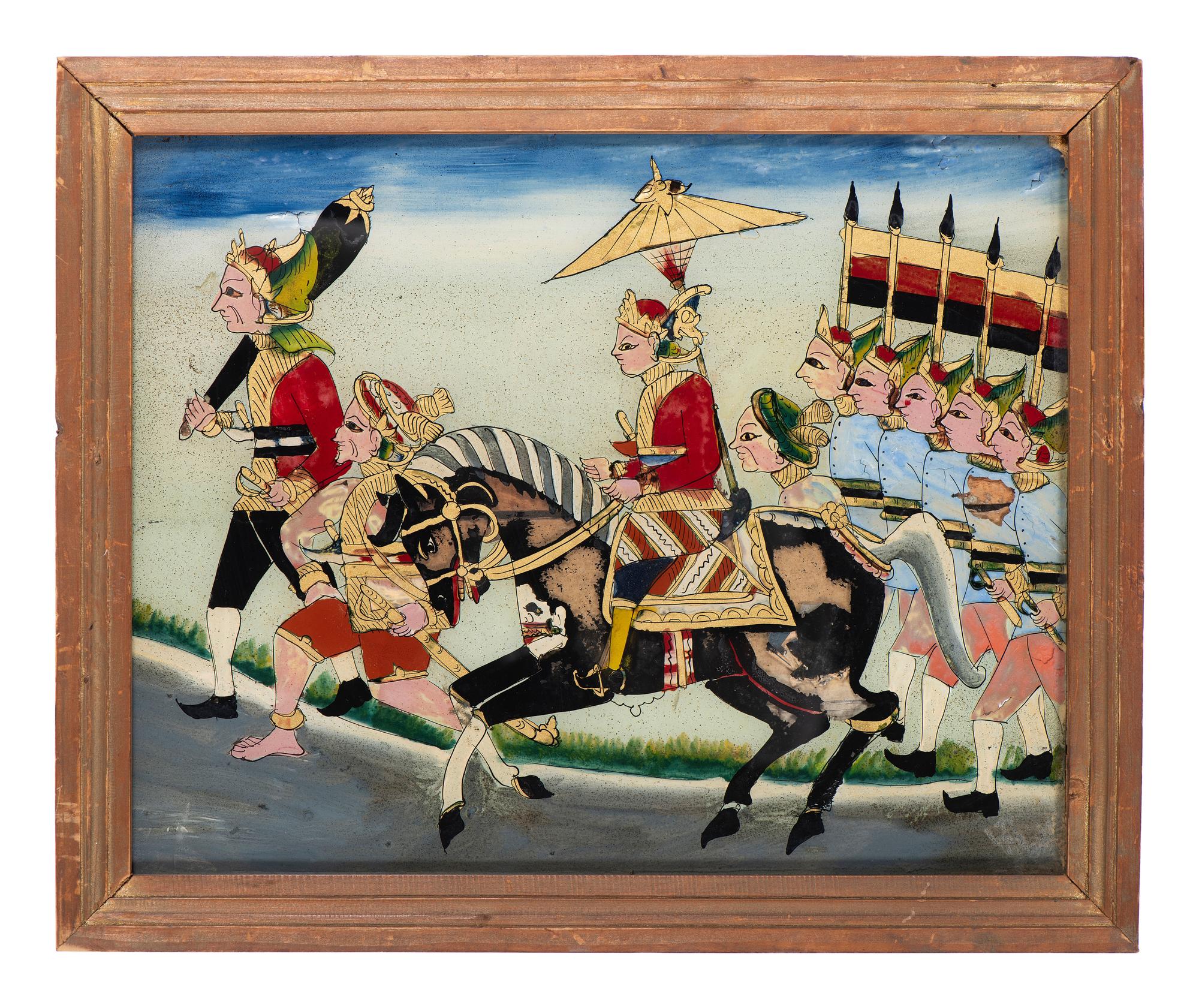 Three Javanese Reverse Glass Paintings